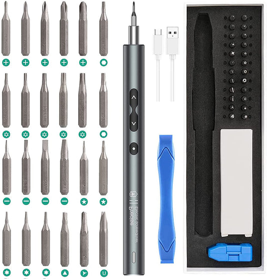 Electric Screwdriver 28-in-1 Cordless Mini Power Precision Screwdriver Set with 24 Bits, Rechargeable Repair Tool Kit for Phones Watch Laptops